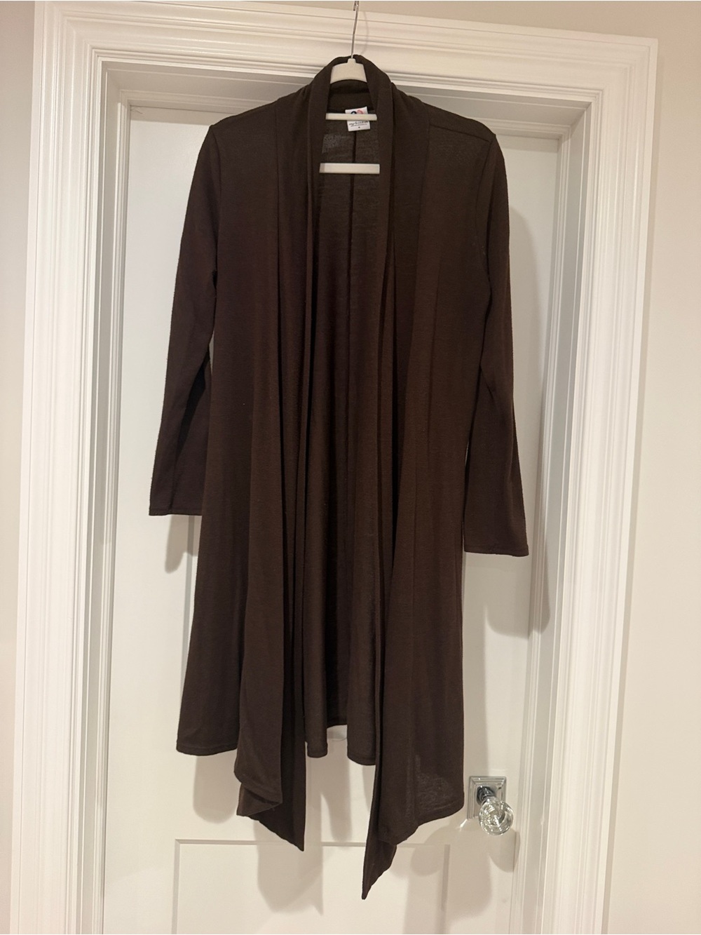 Rags and Couture Brown Open-Front Long Cardigan